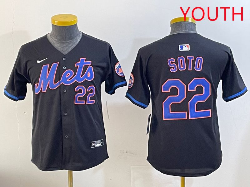 Youth New York Mets #22 Soto Black Game Fashion 2025 Nike MLB Jersey style 1